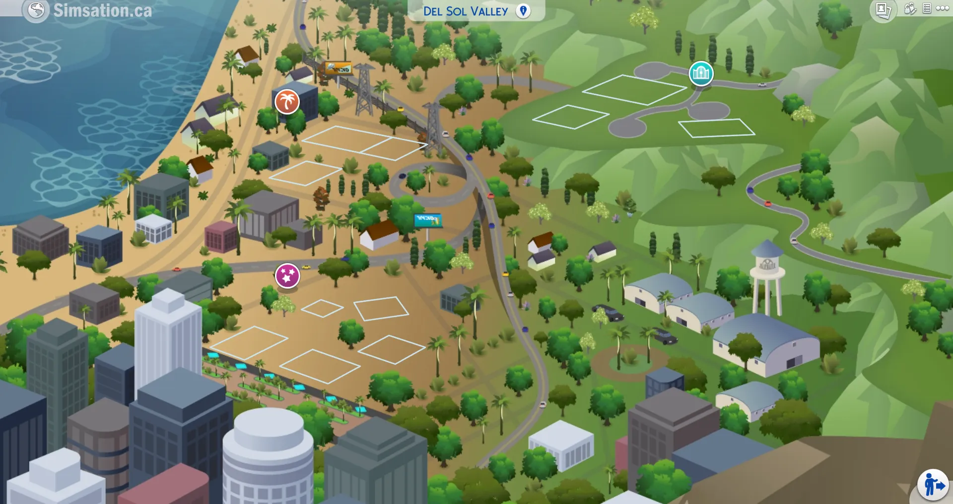Unlabelled map of Del Sol Valley showing bulldozed lots